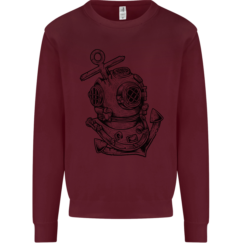 Scuba Diving Anchor Diver Sailing Sailor Mens Sweatshirt Jumper Maroon
