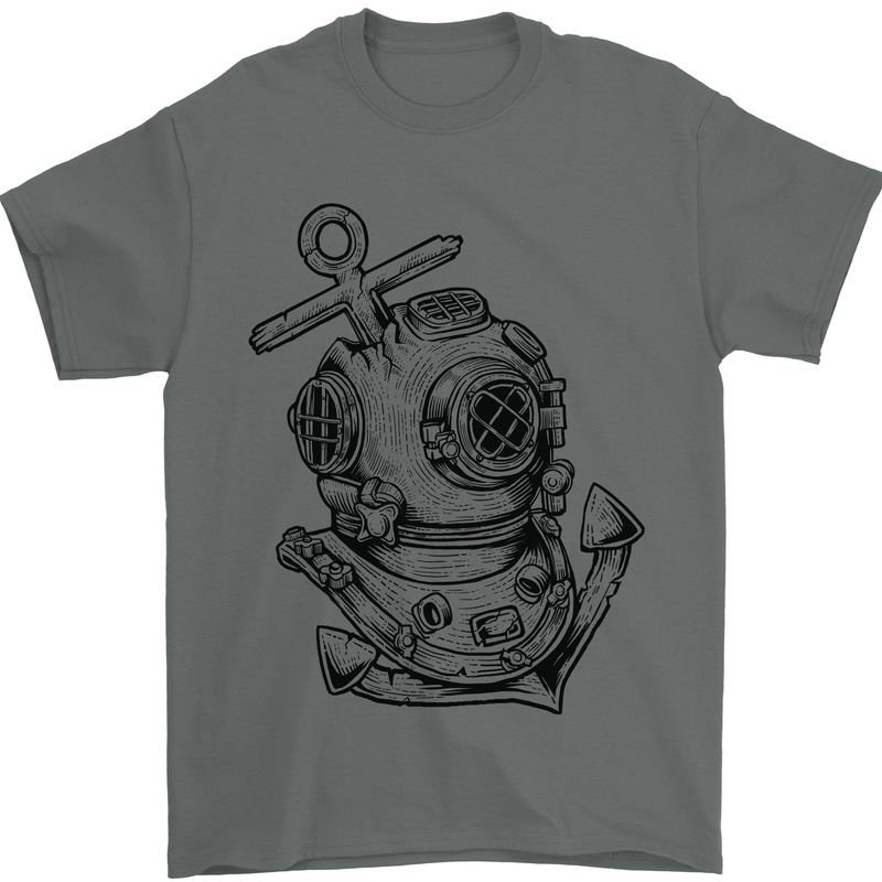 Scuba Diving Anchor Diver Sailing Sailor Mens T-Shirt Cotton Gildan Charcoal