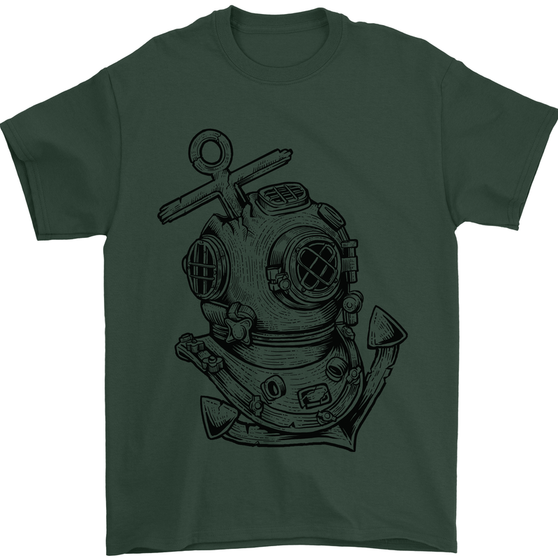 Scuba Diving Anchor Diver Sailing Sailor Mens T-Shirt Cotton Gildan Forest Green