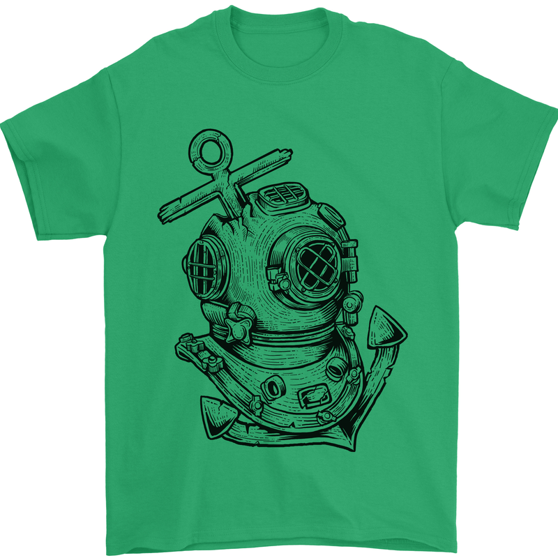 Scuba Diving Anchor Diver Sailing Sailor Mens T-Shirt Cotton Gildan Irish Green