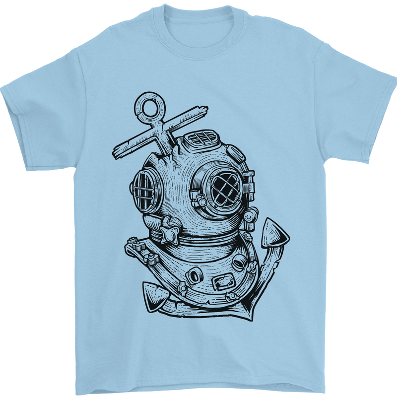 Scuba Diving Anchor Diver Sailing Sailor Mens T-Shirt Cotton Gildan Light Blue