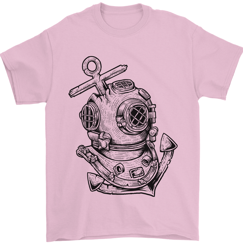 Scuba Diving Anchor Diver Sailing Sailor Mens T-Shirt Cotton Gildan Light Pink