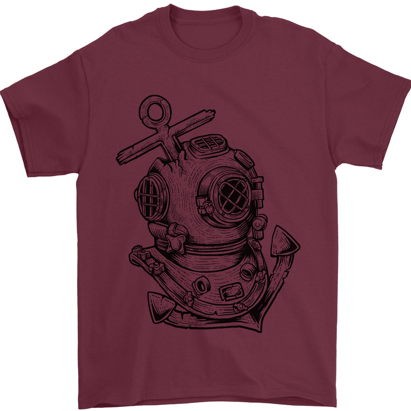Scuba Diving Anchor Diver Sailing Sailor Mens T-Shirt Cotton Gildan Maroon