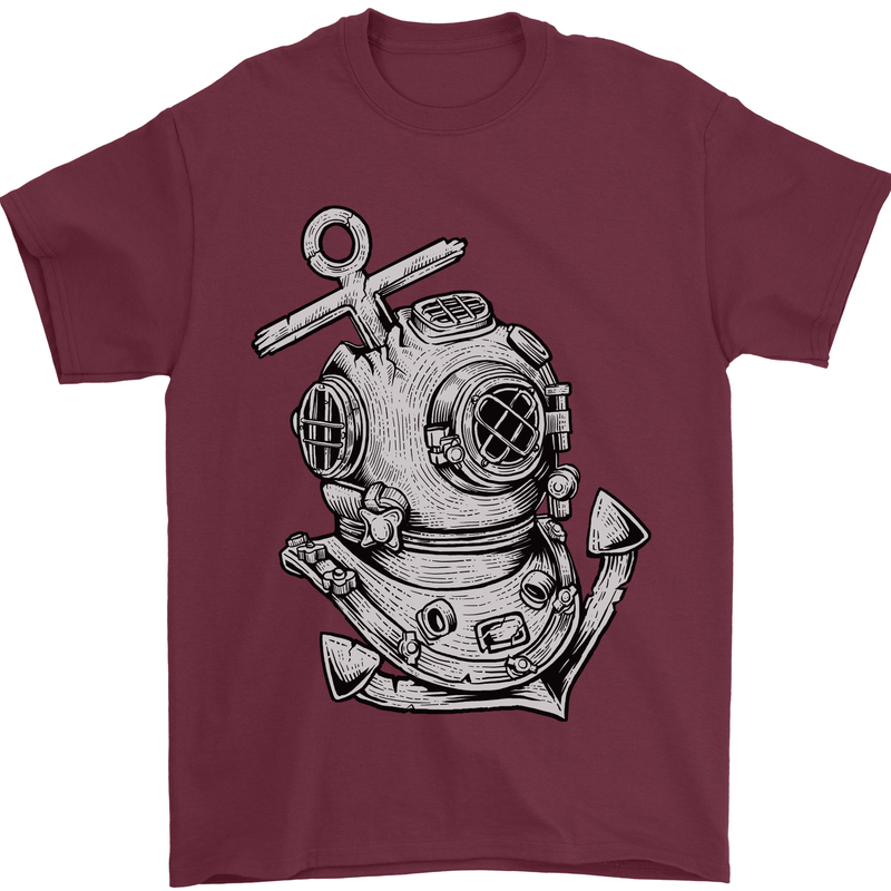 Scuba Diving Anchor Diver Sailing Sailor Mens T-Shirt Cotton Gildan Maroon