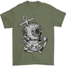 Scuba Diving Anchor Diver Sailing Sailor Mens T-Shirt Cotton Gildan Military Green