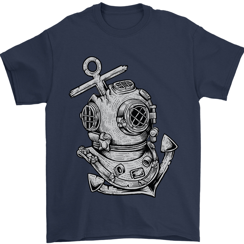 Scuba Diving Anchor Diver Sailing Sailor Mens T-Shirt Cotton Gildan Navy Blue