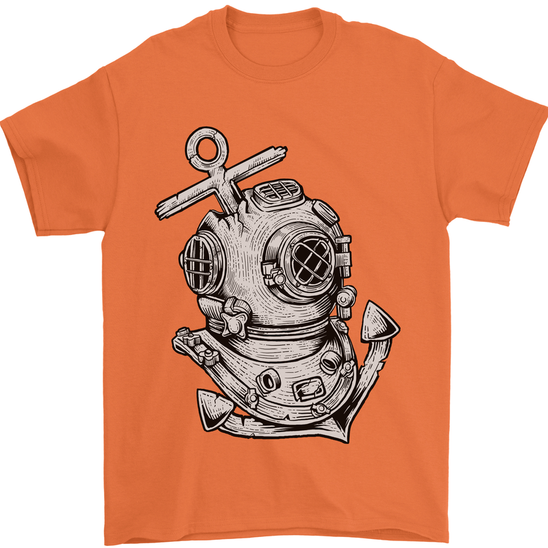 Scuba Diving Anchor Diver Sailing Sailor Mens T-Shirt Cotton Gildan Orange