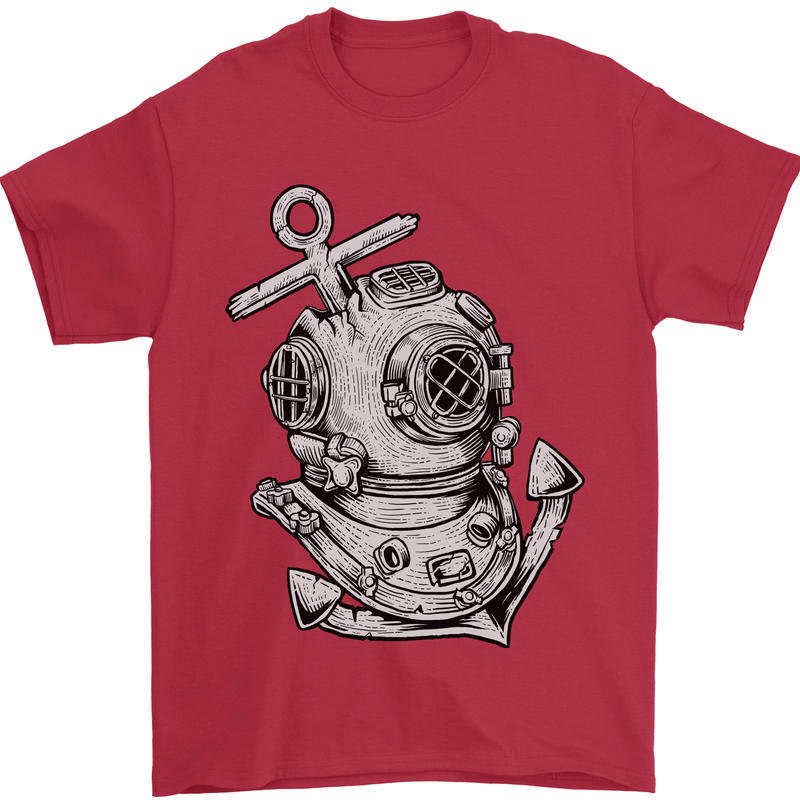 Scuba Diving Anchor Diver Sailing Sailor Mens T-Shirt Cotton Gildan Red