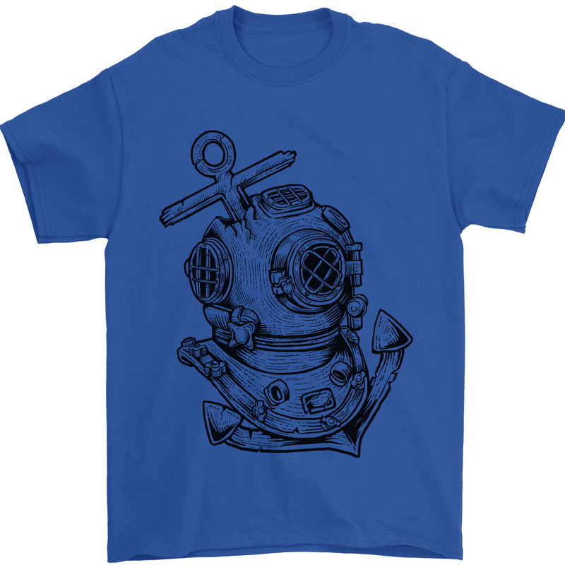 Scuba Diving Anchor Diver Sailing Sailor Mens T-Shirt Cotton Gildan Royal Blue