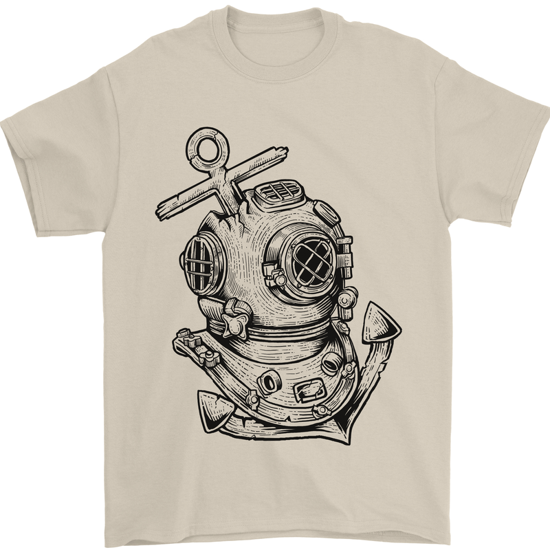 Scuba Diving Anchor Diver Sailing Sailor Mens T-Shirt Cotton Gildan Sand