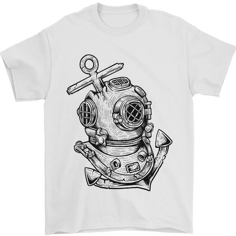 Scuba Diving Anchor Diver Sailing Sailor Mens T-Shirt Cotton Gildan White