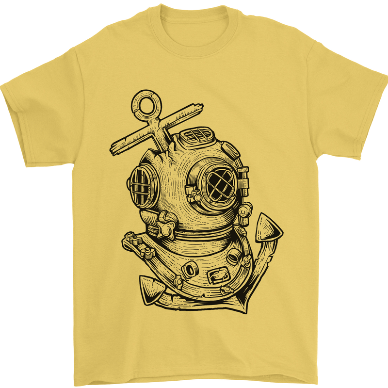 Scuba Diving Anchor Diver Sailing Sailor Mens T-Shirt Cotton Gildan Yellow