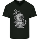 Scuba Diving Anchor Diver Sailing Sailor Mens V-Neck Cotton T-Shirt Black