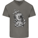 Scuba Diving Anchor Diver Sailing Sailor Mens V-Neck Cotton T-Shirt Charcoal