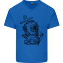 Scuba Diving Anchor Diver Sailing Sailor Mens V-Neck Cotton T-Shirt Royal Blue