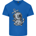 Scuba Diving Anchor Diver Sailing Sailor Mens V-Neck Cotton T-Shirt Royal Blue
