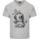Scuba Diving Anchor Diver Sailing Sailor Mens V-Neck Cotton T-Shirt Sports Grey