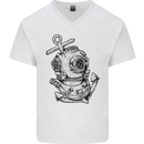 Scuba Diving Anchor Diver Sailing Sailor Mens V-Neck Cotton T-Shirt White