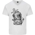 Scuba Diving Anchor Diver Sailing Sailor Mens V-Neck Cotton T-Shirt White