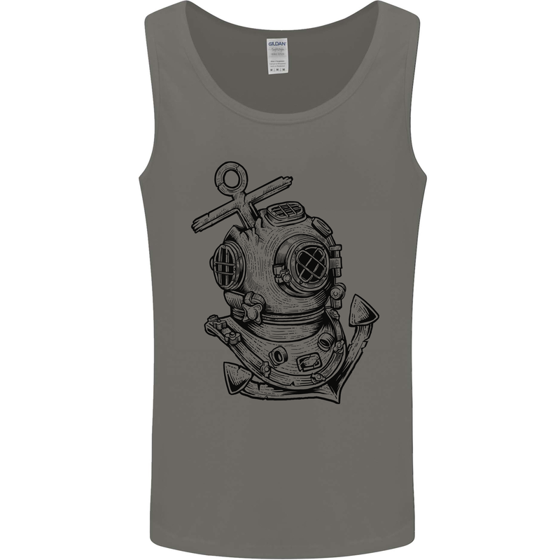 Scuba Diving Anchor Diver Sailing Sailor Mens Vest Tank Top Charcoal