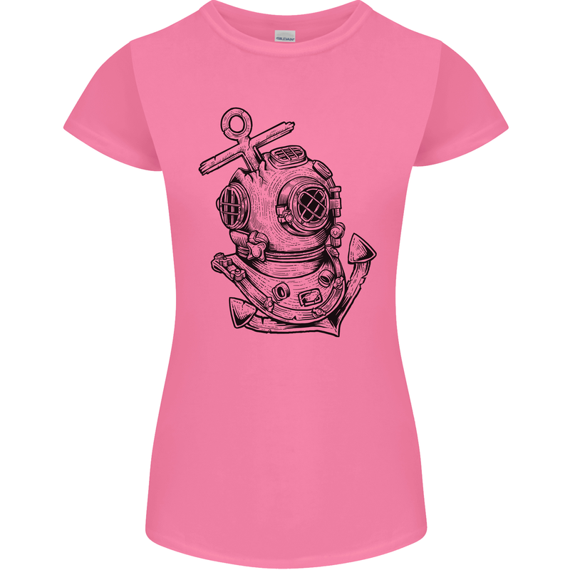 Scuba Diving Anchor Diver Sailing Sailor Womens Petite Cut T-Shirt Azalea