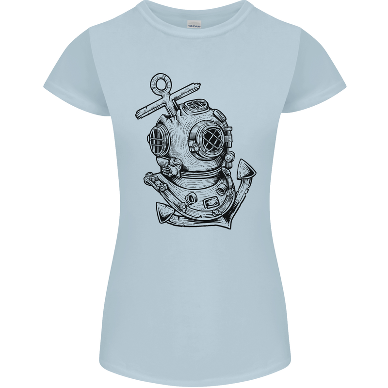 Scuba Diving Anchor Diver Sailing Sailor Womens Petite Cut T-Shirt Light Blue