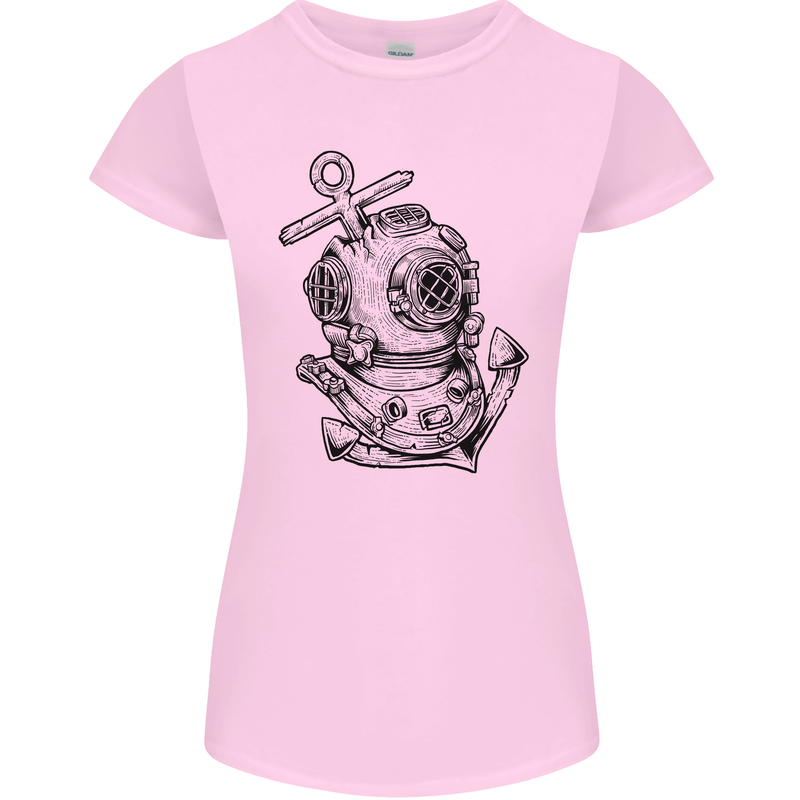 Scuba Diving Anchor Diver Sailing Sailor Womens Petite Cut T-Shirt Light Pink