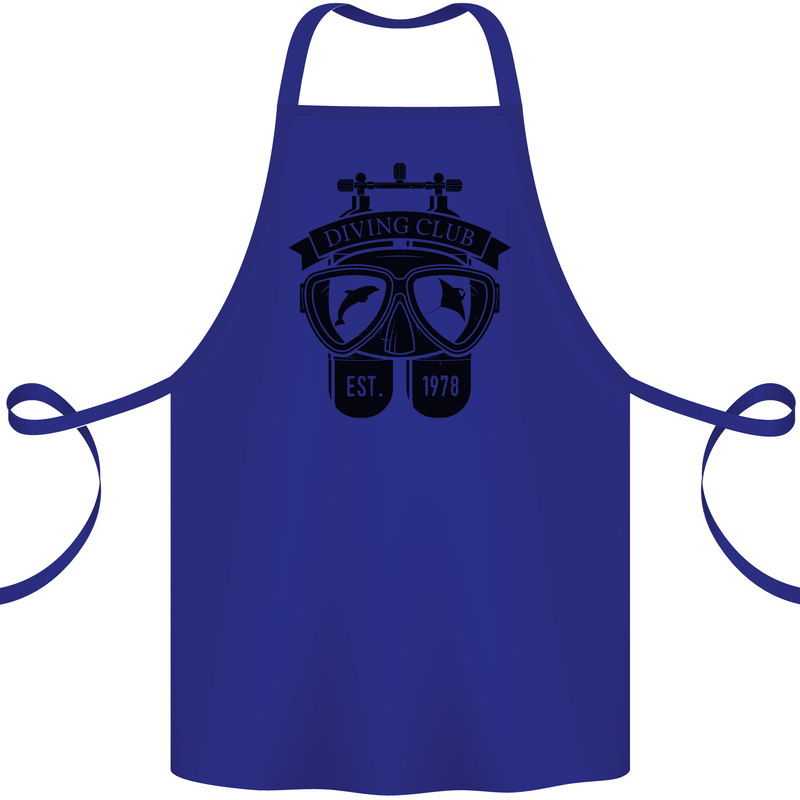 Scuba Diving Club Diver Deep Sea Wreck Cotton Apron 100% Organic Royal Blue