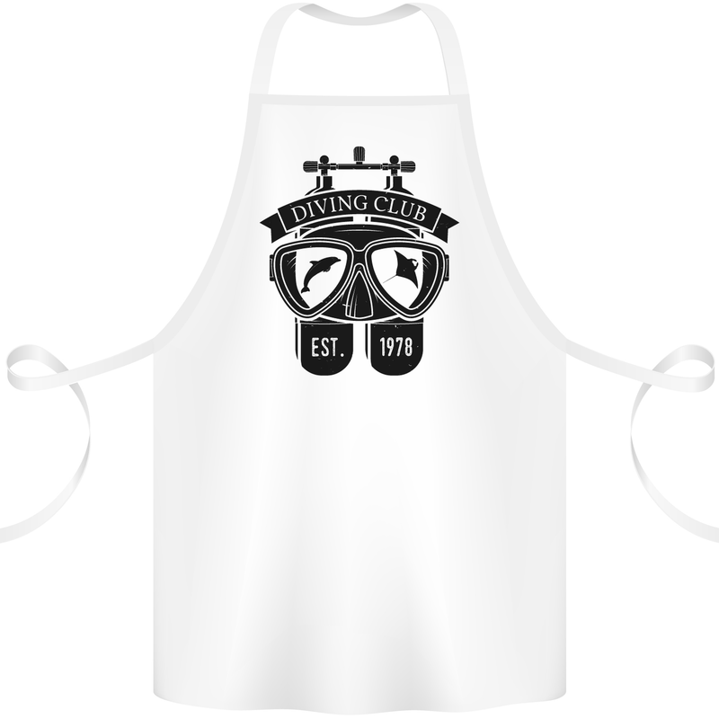 Scuba Diving Club Diver Deep Sea Wreck Cotton Apron 100% Organic White