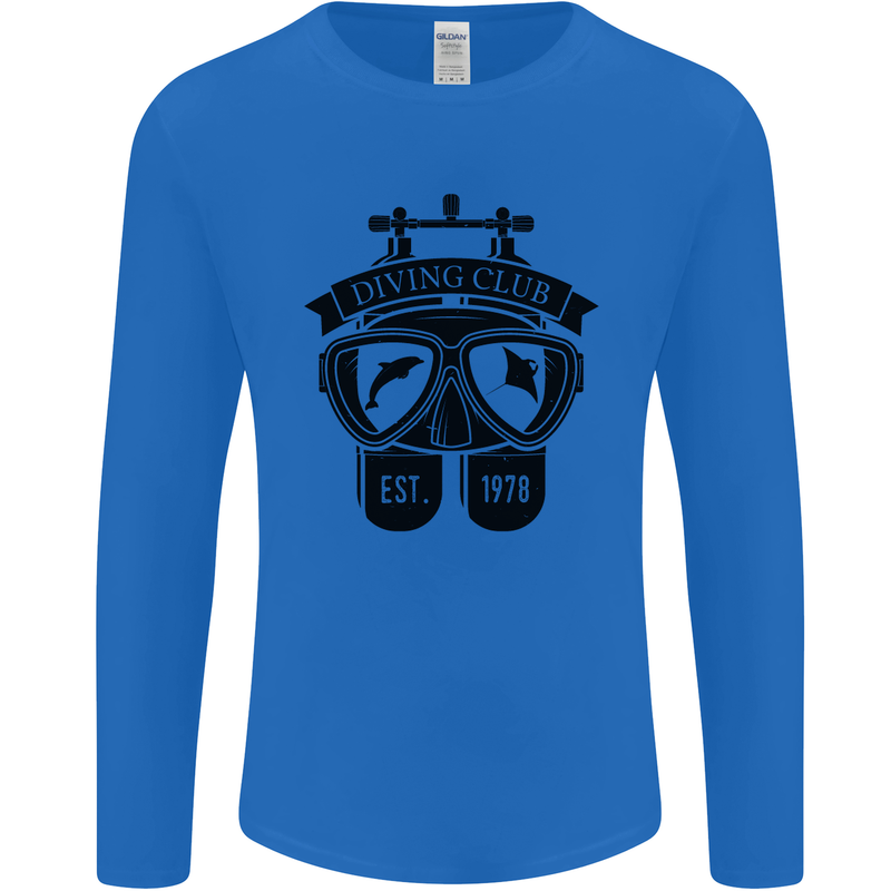 Scuba Diving Club Diver Deep Sea Wreck Mens Long Sleeve T-Shirt Royal Blue