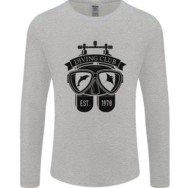 Scuba Diving Club Diver Deep Sea Wreck Mens Long Sleeve T-Shirt Sports Grey