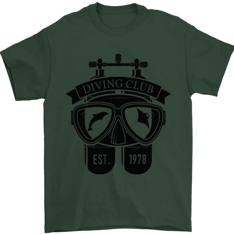 Scuba Diving Club Diver Deep Sea Wreck Mens T-Shirt Cotton Gildan Forest Green