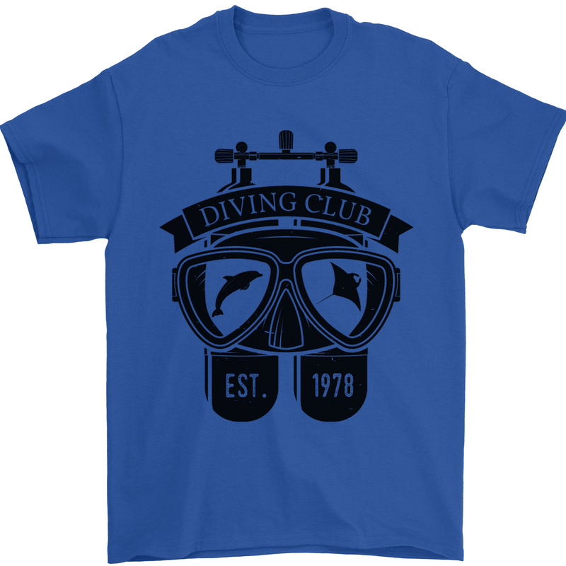 Scuba Diving Club Diver Deep Sea Wreck Mens T-Shirt Cotton Gildan Royal Blue