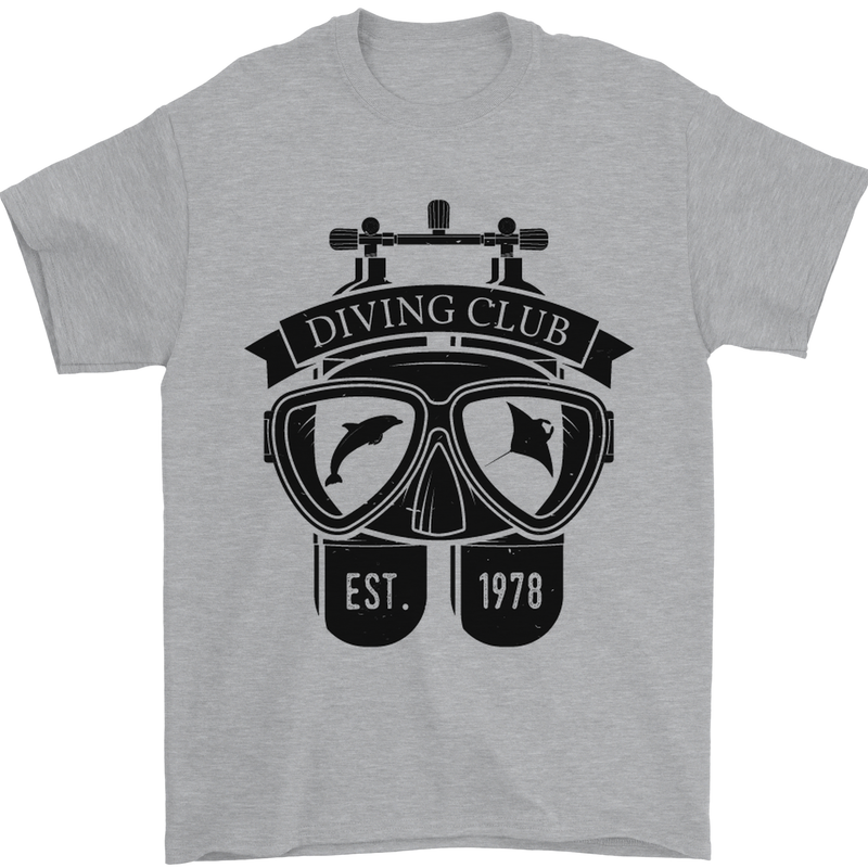 Scuba Diving Club Diver Deep Sea Wreck Mens T-Shirt Cotton Gildan Sports Grey