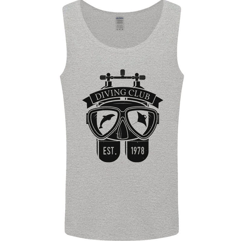 Scuba Diving Club Diver Deep Sea Wreck Mens Vest Tank Top Sports Grey
