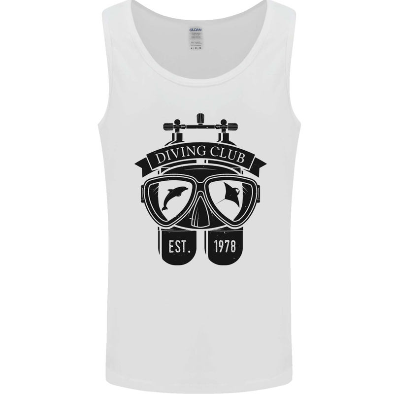Scuba Diving Club Diver Deep Sea Wreck Mens Vest Tank Top White