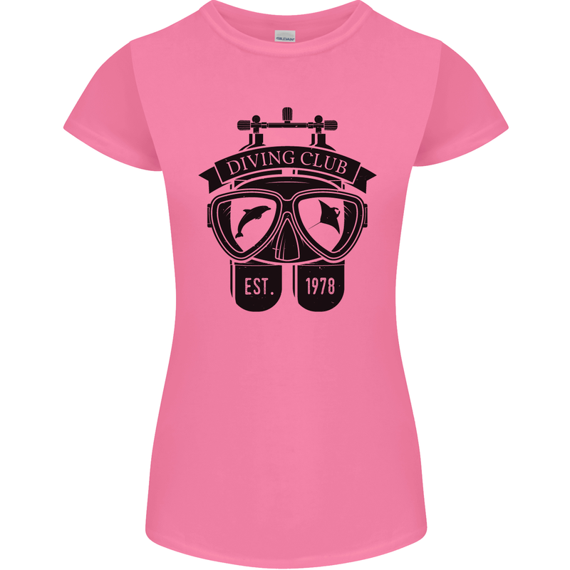 Scuba Diving Club Diver Deep Sea Wreck Womens Petite Cut T-Shirt Azalea