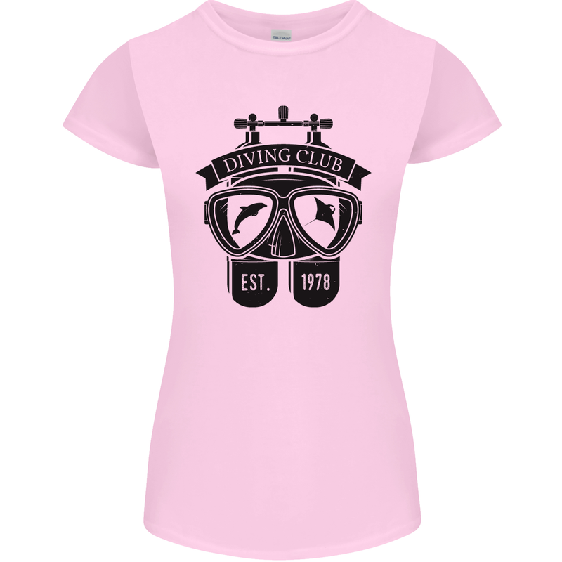 Scuba Diving Club Diver Deep Sea Wreck Womens Petite Cut T-Shirt Light Pink