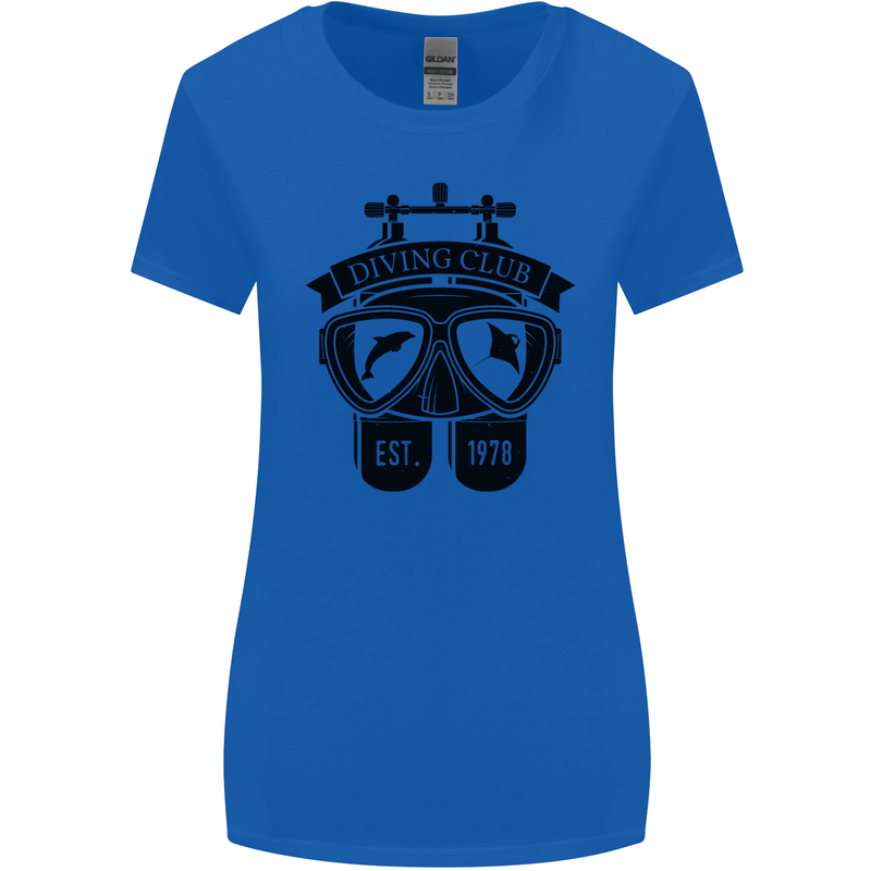 Scuba Diving Club Diver Deep Sea Wreck Womens Wider Cut T-Shirt Royal Blue