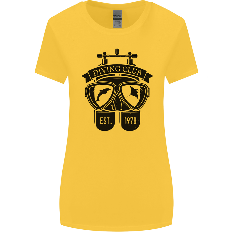Scuba Diving Club Diver Deep Sea Wreck Womens Wider Cut T-Shirt Yellow