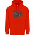 Scuba Diving Diver Childrens Kids Hoodie Bright Red