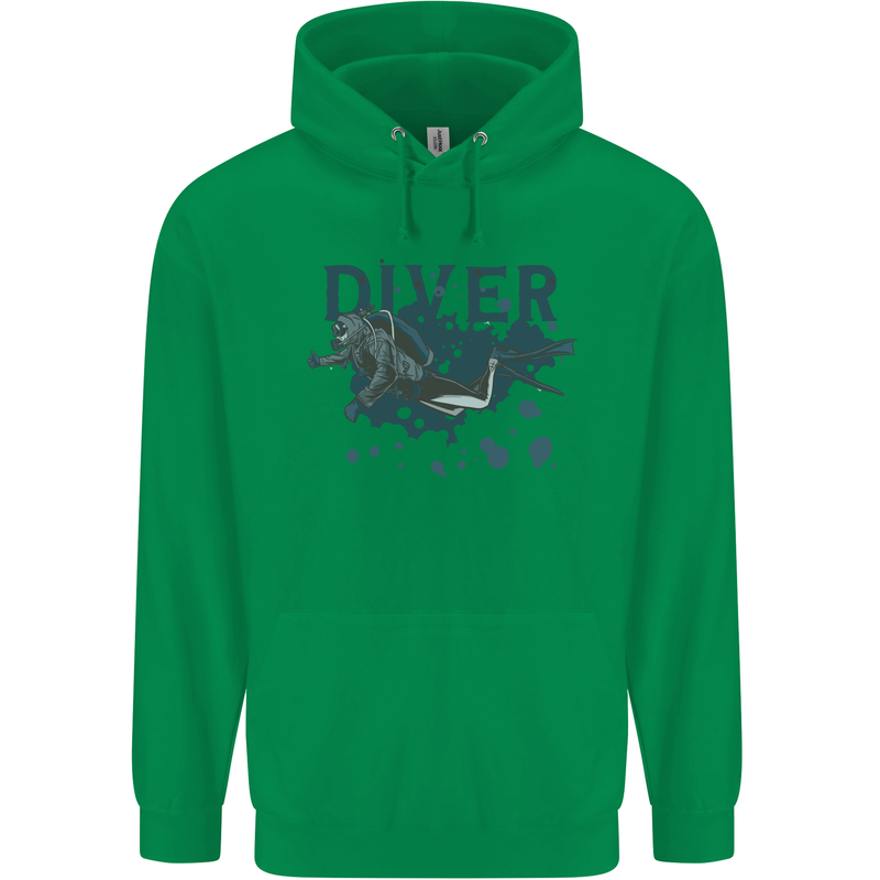 Scuba Diving Diver Childrens Kids Hoodie Irish Green