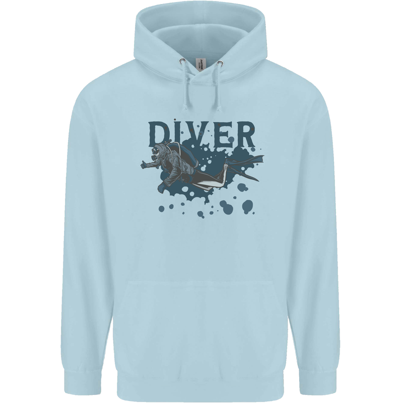 Scuba Diving Diver Childrens Kids Hoodie Light Blue