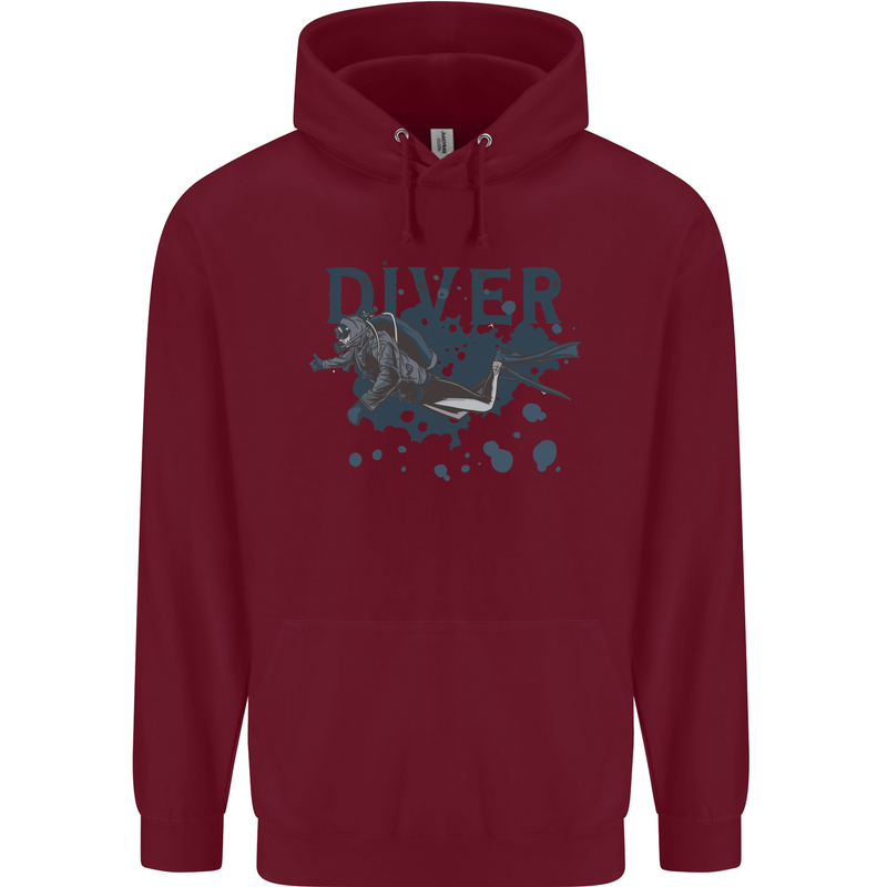 Scuba Diving Diver Childrens Kids Hoodie Maroon