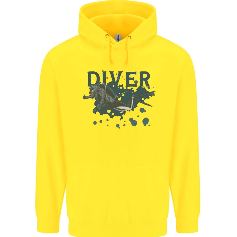 Scuba Diving Diver Childrens Kids Hoodie Yellow