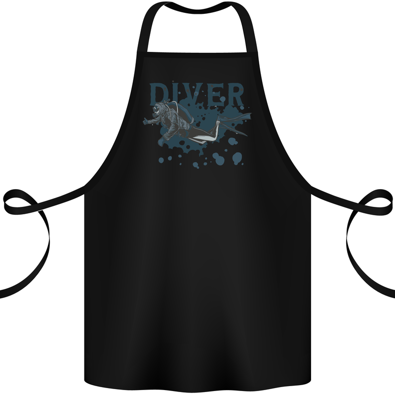 Scuba Diving Diver Cotton Apron 100% Organic Black