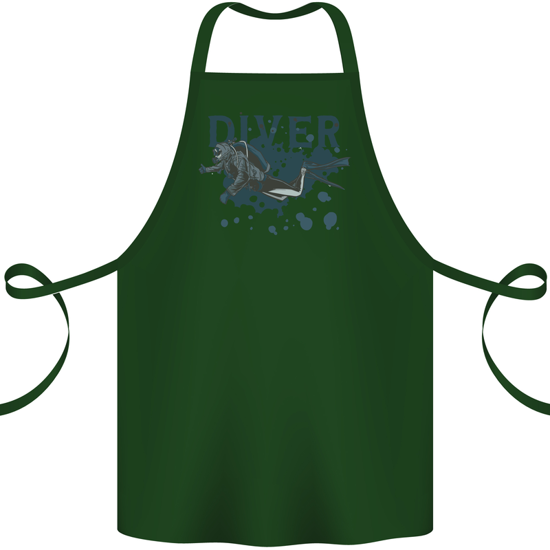 Scuba Diving Diver Cotton Apron 100% Organic Forest Green