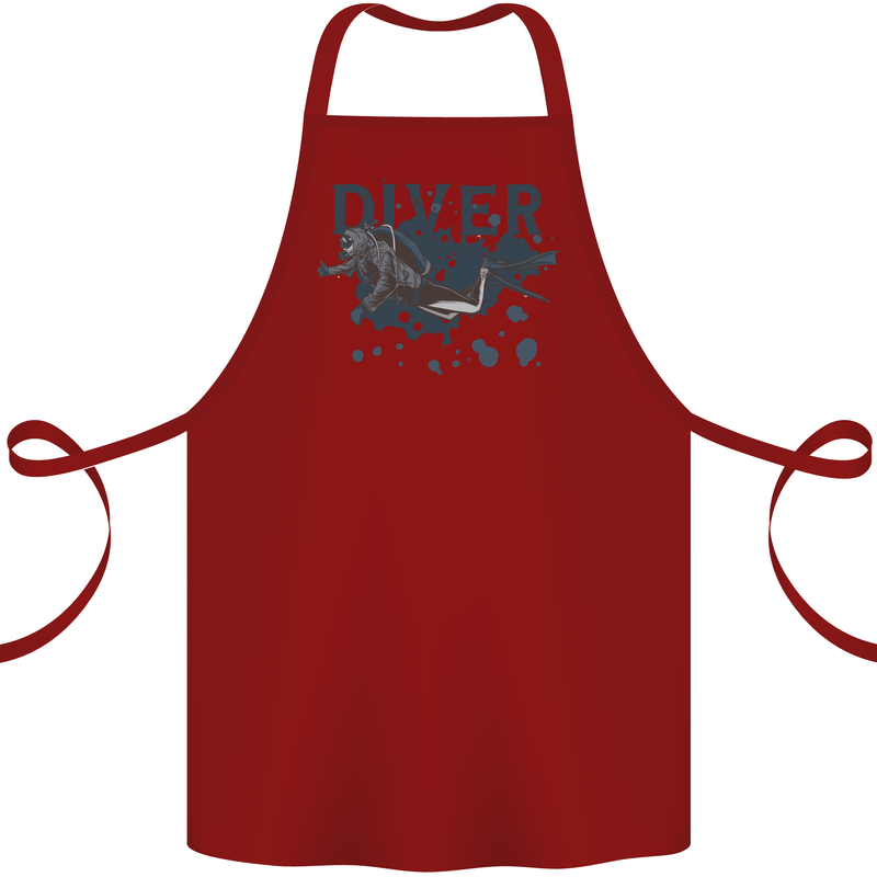 Scuba Diving Diver Cotton Apron 100% Organic Maroon