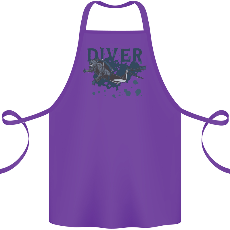 Scuba Diving Diver Cotton Apron 100% Organic Purple
