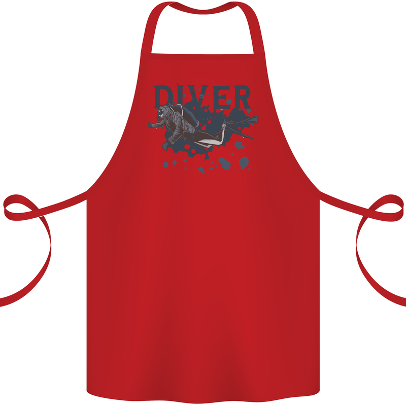 Scuba Diving Diver Cotton Apron 100% Organic Red